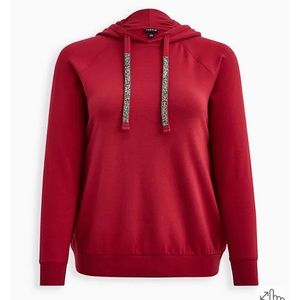 NWT torrid CLASSIC FIT ULTRA SOFT FLEECE BEDAZZLED DRAWCORD HOODIE
